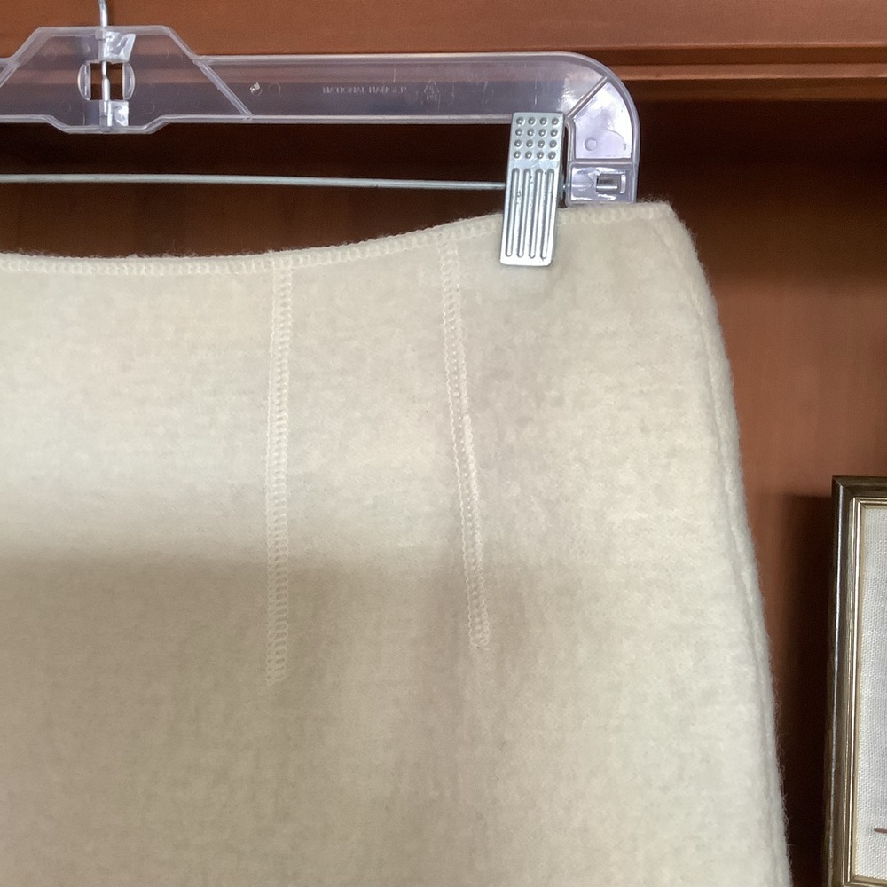 80s Vintage Franco Valeri 100% Cream Wool Pencil Skirt Size Large - Picture 2 of 12